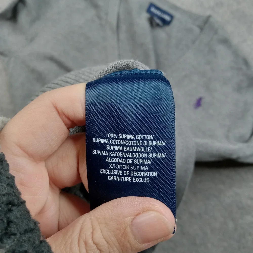 Ralph Lauren Cardigan Sweater Kids‎ 16 Gray Supima Cotton Button Front Logo